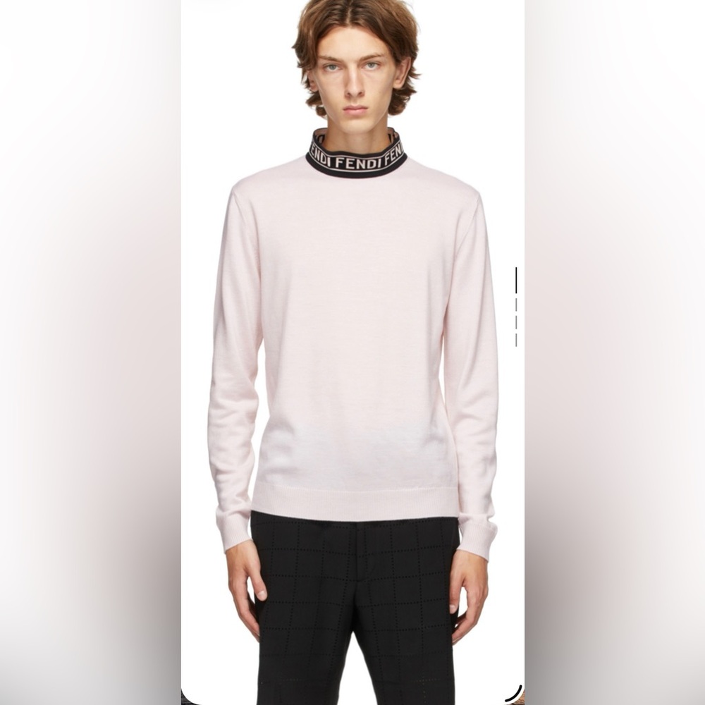 unisex FENDI pink “Forever FENDI” Mock Neck Sweater